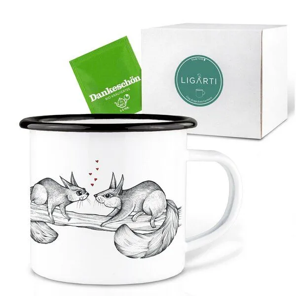 LIGARTI Emaille Tasse – Zwei Hörnchen – LIGARTI Tiermanufaktur – Produktbild 3 von 4