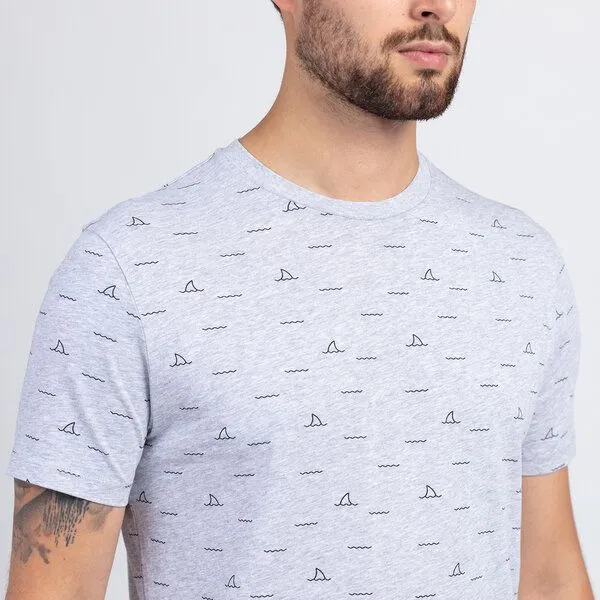 Lexi&Bö Lexi&Bö Shark Fin T-Shirt Herren, Grau melange (grau), – Produktbild 3 von 4