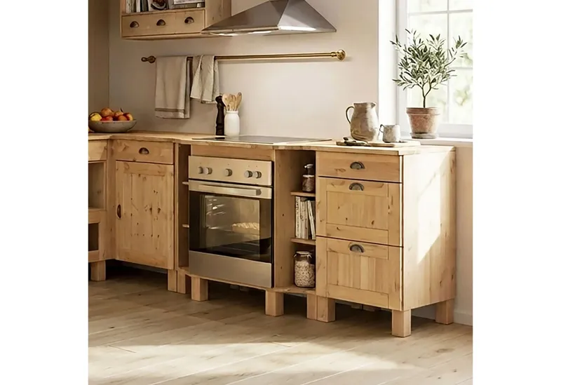 Home affaire Unterschrank Oslo 50 cm breit, in 2 Tiefen, mit 23 mm Arbeitsplatte, 3 Schubladen, Beige, – Produktbild 3 von 6