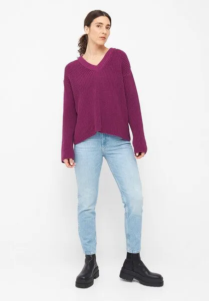 Givn Berlin Givn Berlin Damen Strickpullover mit V-Ausschnitt aus Bio-Baumwolle - ELSA, Dark pink, – Produktbild 2 von 4