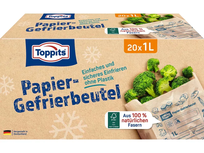 Toppits Toppits Gefrierbeutel aus FSC-zertifiziertem Papier, 1 l, 20 Stk. – Produktbild 1 von 1