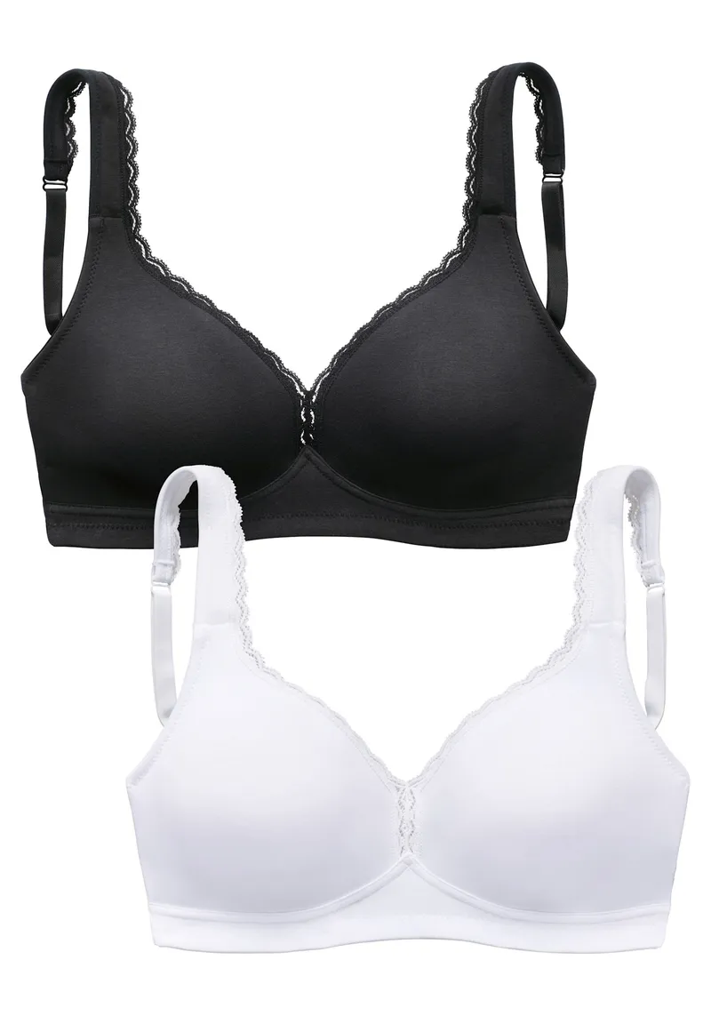 petite fleur by Lascana Entlastungs-BH weiß + schwarz, Weiß + schwarz, – Produktbild 3 von 3