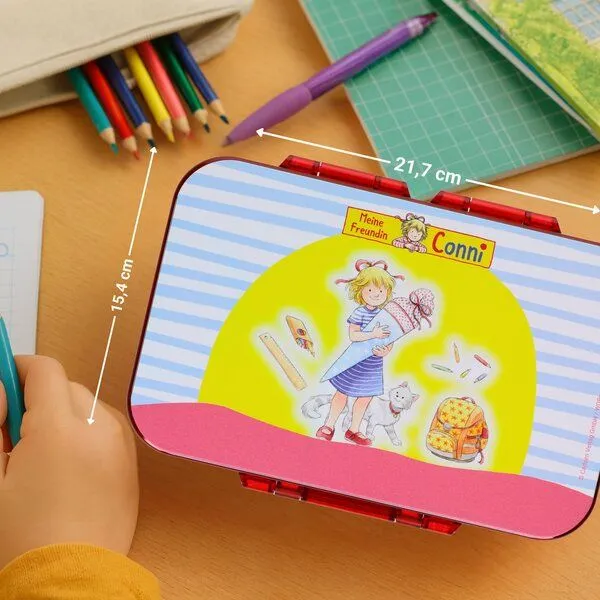 elasto elasto Kinder Brotdose "Conni" - offizielle Lizenz-Vorratsdose für Schule & Kindergarten, Rot, – Produktbild 2 von 4