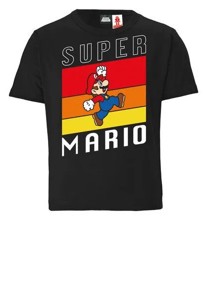 LOGOSH!RT LOGOSH!RT Videogame Super Mario Sprung Bio T-Shirt Print Kinder, Schwarz, – Produktbild 1 von 4