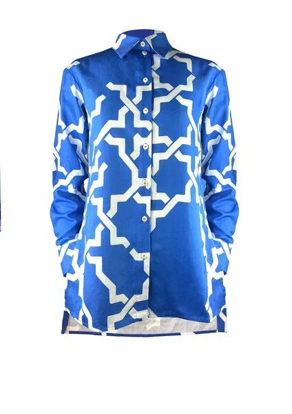 Sophia Schneider-Esleben Sophia Schneider-Esleben Unisex Shirt Lui - Damenhemd und Herrenhemd aus Bio-Baumwolle, Weiß-rot, – Produktbild 2 von 3