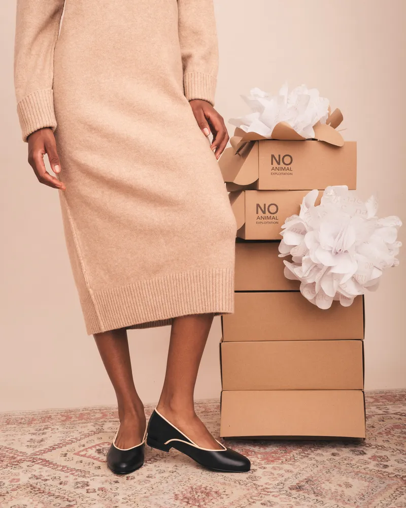 NAE NAE Damen vegan Ballerinas Isla Schwarz, Schwarz, – Produktbild 1 von 2