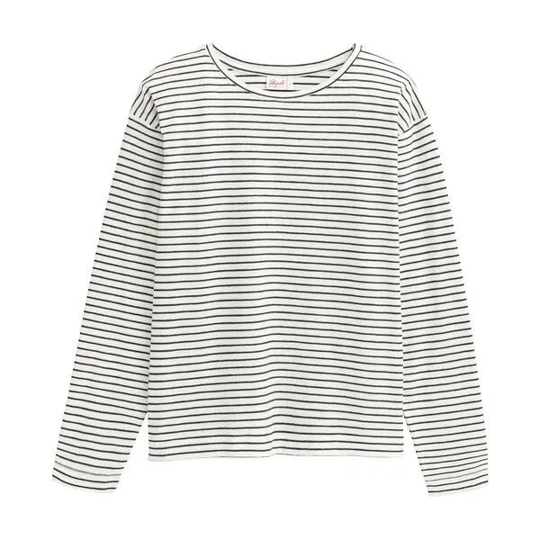 People Wear Organic People Wear Organic Langarmshirt, geringelt, Bio-Baumwolle, Schwarz geringelt, – Produktbild 1 von 4