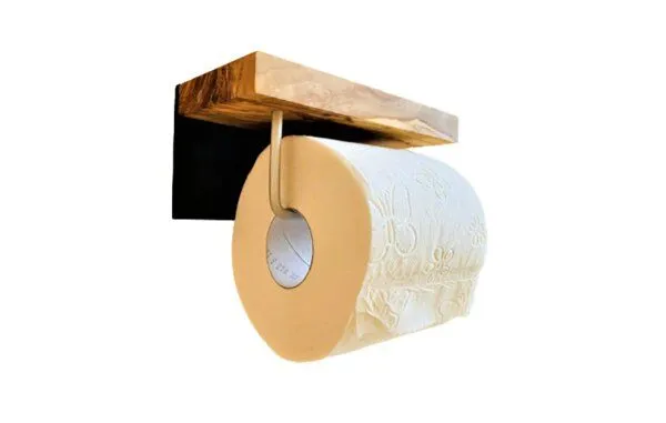 Olivenholz erleben Olivenholz erleben WC-Rollenhalter "MAINZ" mit Handy-Ablage – Produktbild 2 von 4