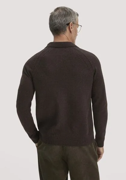 hessnatur hessnatur Strick Polo Regular aus Bio-Merinowolle mit Bio-Baumwolle, Kakao braun, – Produktbild 2 von 4