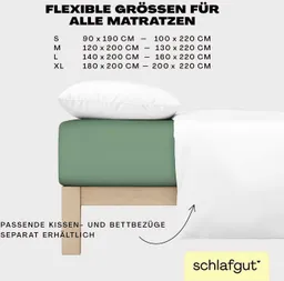 Schlafgut Schlafgut Spannbettlaken EASY JERSEY ELASTHAN Bettlaken, 170 g/m², 95% Baumwolle, 5% Elasthan, Jersey, Gummizug: rundum, (1 Stück), Spannbettlaken bis 30 cm Höhe, bügelfrei, pflegeleicht, perfekter Sitz – Produktbild 1 von 1