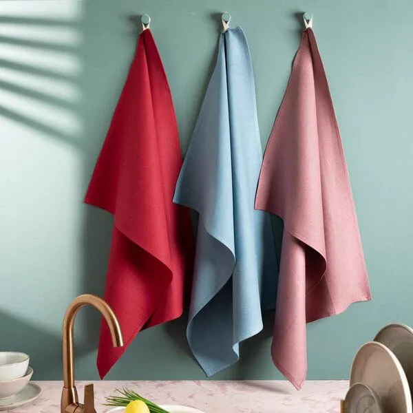 nahtur-design nahtur-design Leinen-Geschirrtücher im 3er Set , 100% Leinen, Flieder-hellblau-rot (rot), – Produktbild 1 von 5