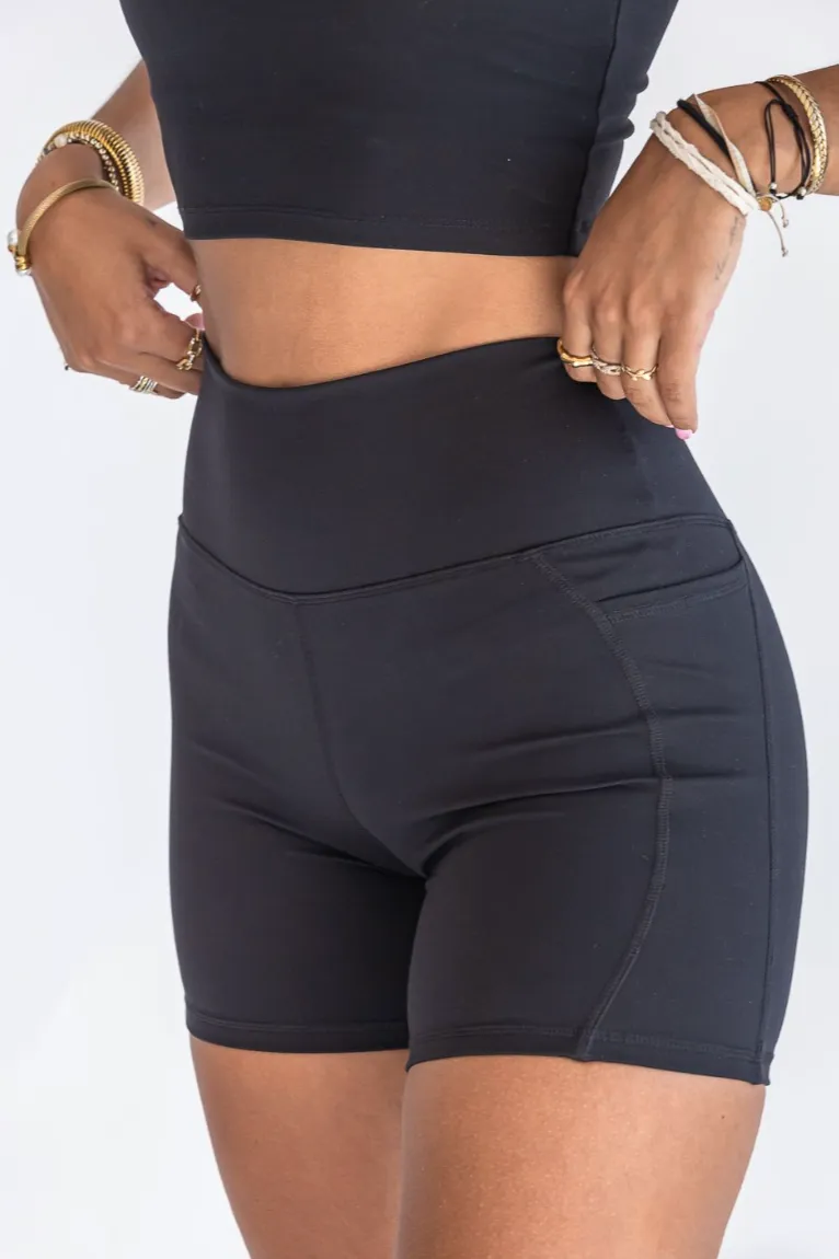 SEAAV SEAAV Damen vegan Shorts Biker 5'' Mit Taschen Onyx Schwarz, Schwarz, – Produktbild 2 von 2