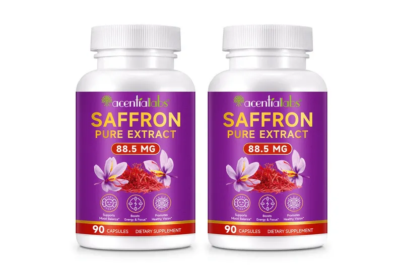Acentiallabs Safran Saffron Pure Extrakt 88,5 mg mit Vit. B2 Hochdosiert Nahrungsergänzungsmittels, Softgels – Produktbild 7 von 7