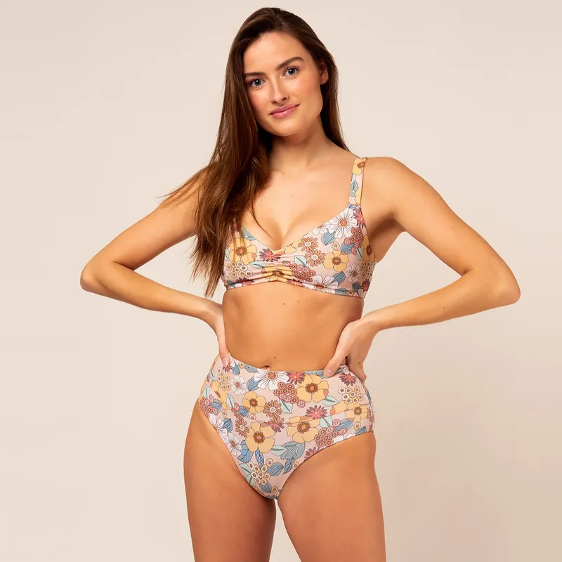 Woodlike Woodlike Damen vegan Bikinioberteil Ruffle Floral Boho, Mehrfarbig, – Produktbild 1 von 2