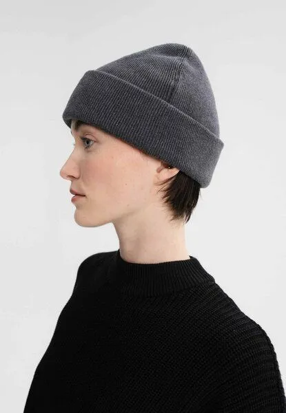 MELA MELA Feinstrick Mütze Style HIMMAT aus 100% Bio-Baumwolle, Anthrazit melange, – Produktbild 3 von 4