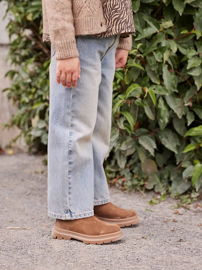 Vertbaudet Vertbaudet Weite Mädchen Jeans mit Dehnbund, Mittelblau, – Produktbild 2 von 4