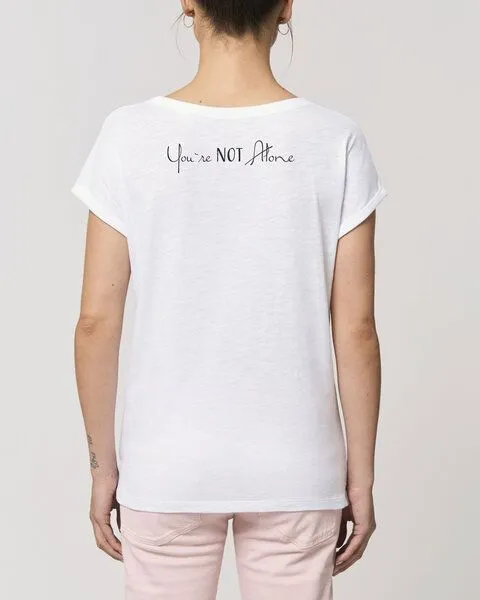 Human Family Human Family Damen Flammengarn Rundhals T-Shirt - Flame "You are Not Alone", Weiss, – Produktbild 1 von 2