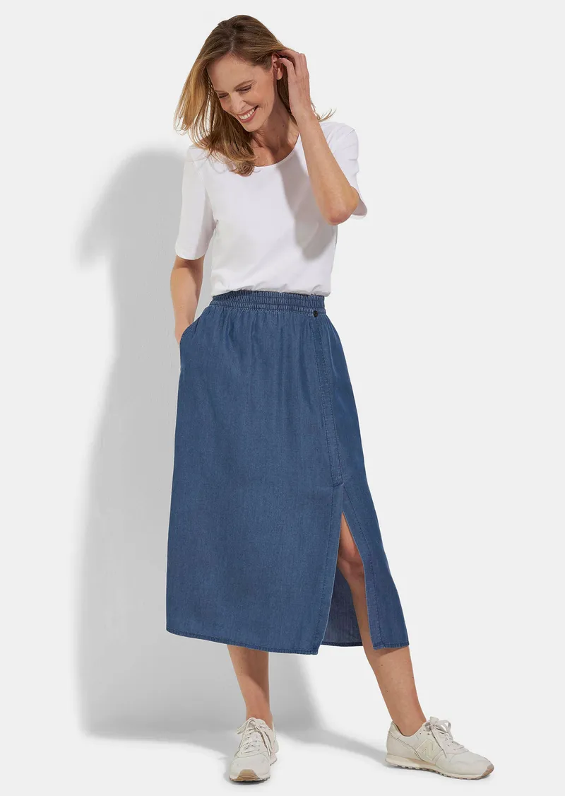 Barbara Lebek Barbara Lebek Leichter Sommerrock im Denim-Look, Blau, – Produktbild 2 von 3