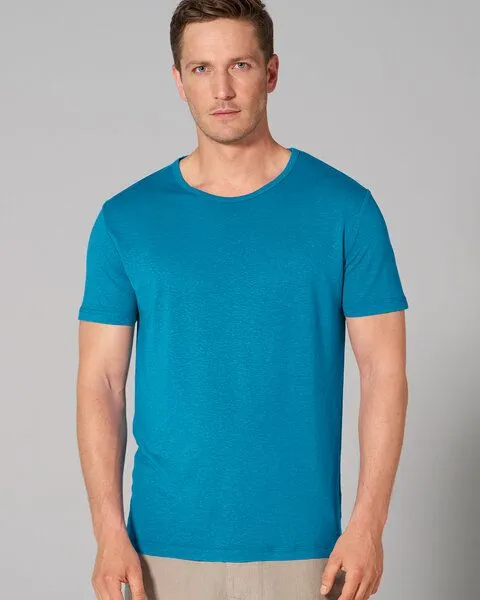 HempAge HempAge klassisch geschnittenes T-Shirt 55% Hanf, 45% Lyocell (auf Hanf-Basis), Azure (blau), – Produktbild 1 von 4