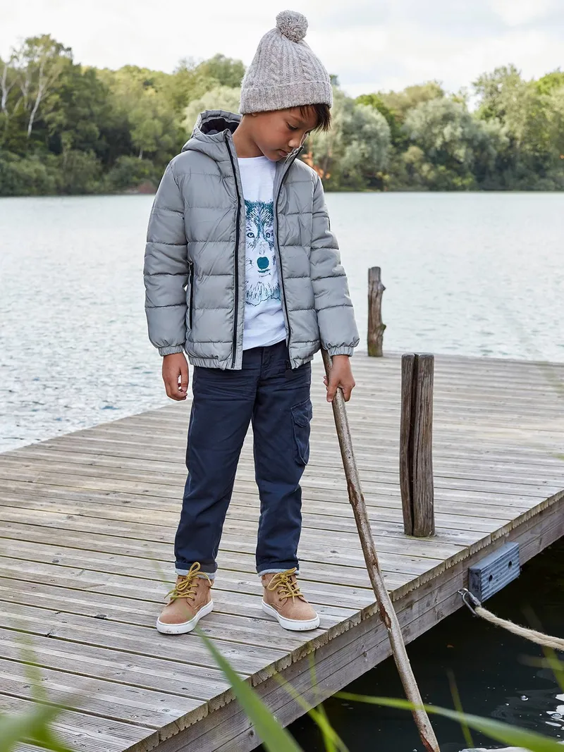 Vertbaudet Jungen Steppjacke wasserabweisend und reflektierend, Grau, – Produktbild 1 von 4