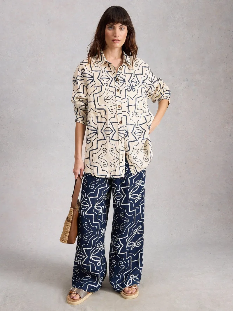White Stuff Leinenbluse Lydia - 38, Elfenbein print, – Produktbild 2 von 4