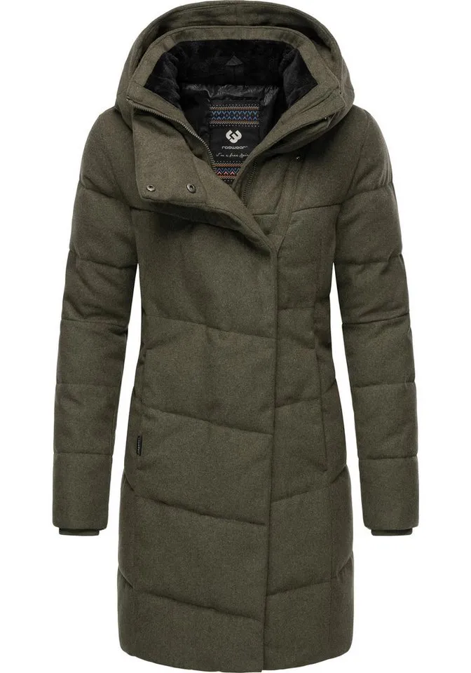 ragwear ragwear Wintermantel Pavla Coat stylischer Damen Steppmantel in Woll-Optik, Grün, – Produktbild 2 von 4