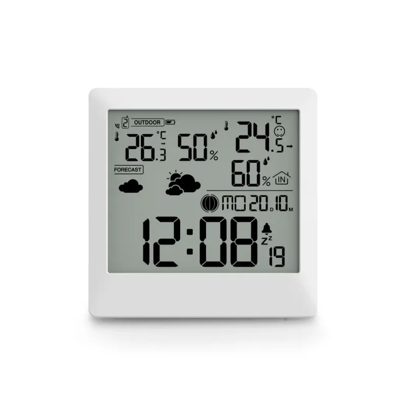 Hama Hama Wetterstation "Palawan", mit Außensensor, Funk, Wecker, Thermo/Hygro, Weiß – Produktbild 1 von 3