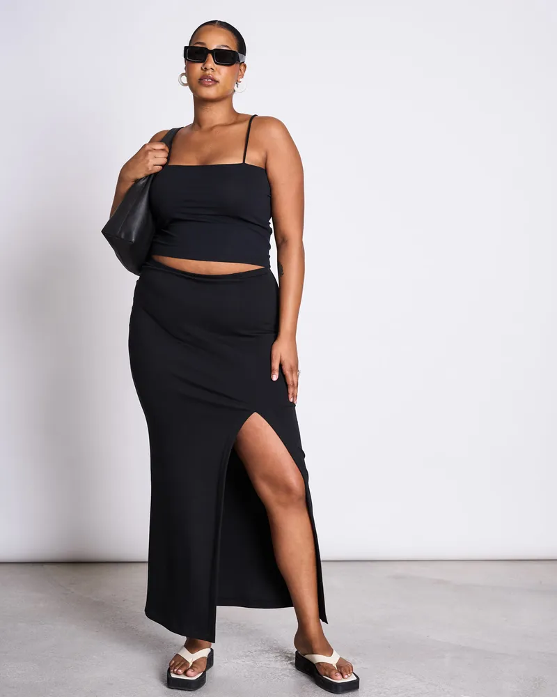 JAN N JUNE JAN 'N JUNE Damen vegan Maxirock Lusta Schwarz, Schwarz, – Produktbild 1 von 2