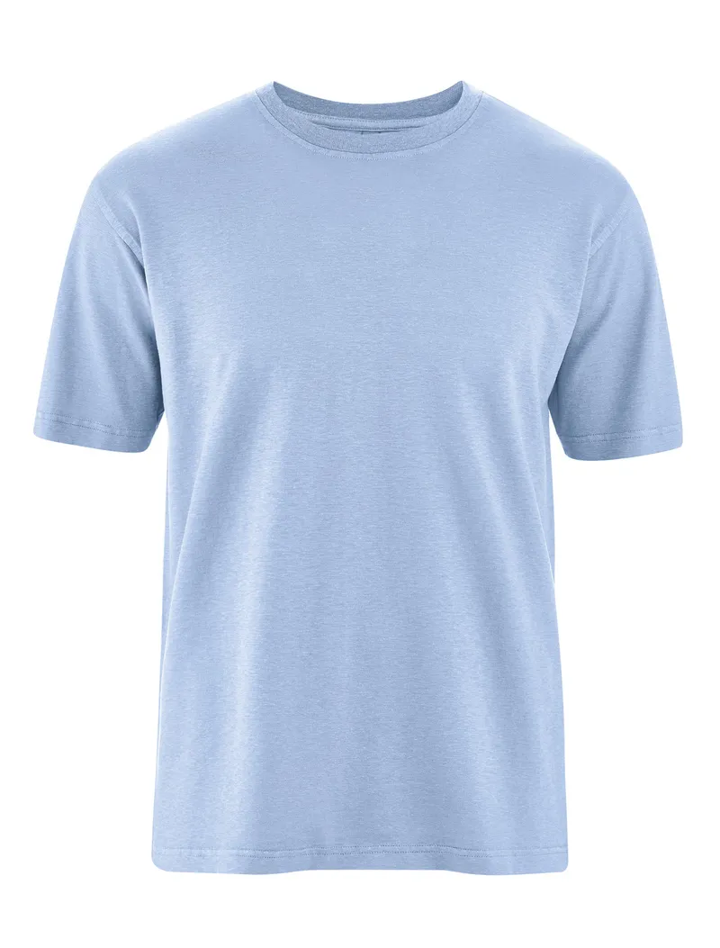 HempAge Hempage Herren vegan T-Shirt Basic Wasserblau, Blau, – Produktbild 1 von 2