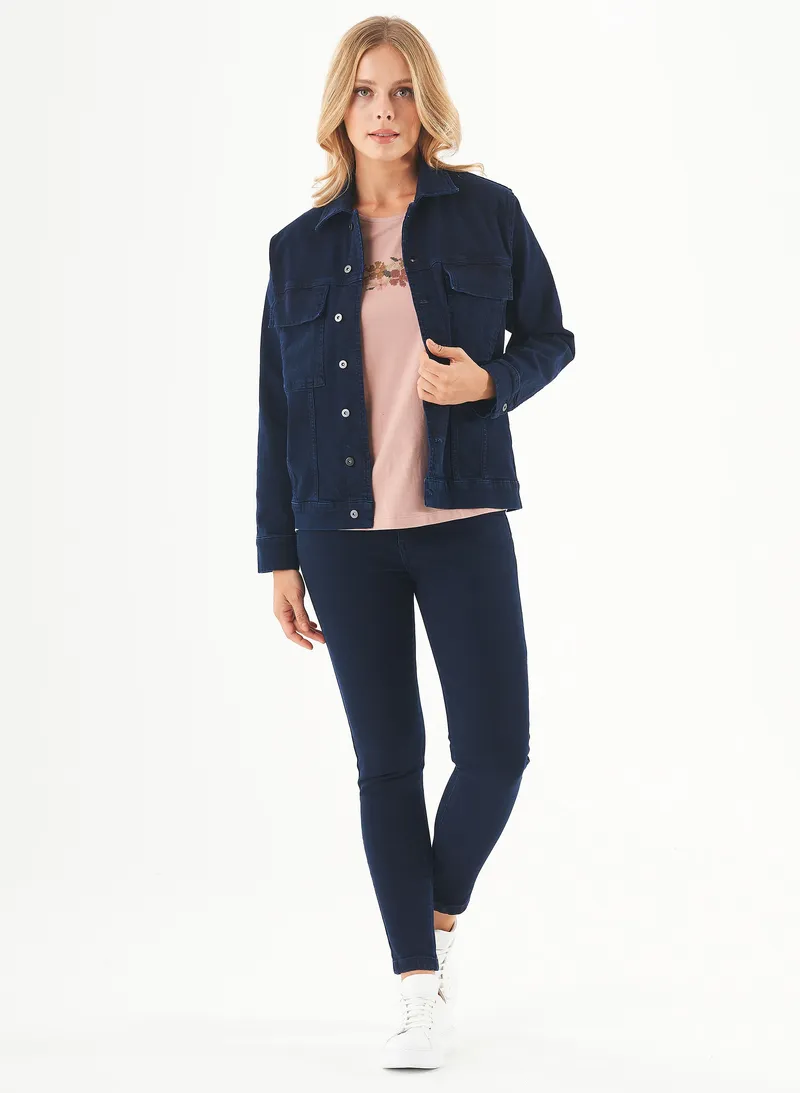 ORGANICATION ORGANICATION Damen vegan Jeansjacke Aus Bio-Baumwolle Dunkelblau, Dunkelblau, – Produktbild 1 von 2