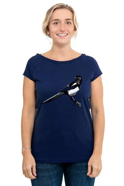 Hirschkind Hirschkind Fair-Trade-Frauenshirt "Elster" medieval blue - Made in Kenia – Produktbild 2 von 2