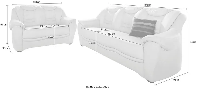 sit&more Polstergarnitur Bansin, bestehend aus einem 3- und einem 2- Sitzer, inklusive Federkern, Braun, – Produktbild 5 von 5