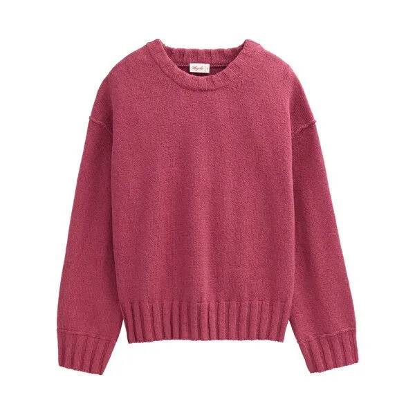 People Wear Organic People Wear Organic Bouclèstrick Pullover, rot uni, Beere, – Produktbild 1 von 4