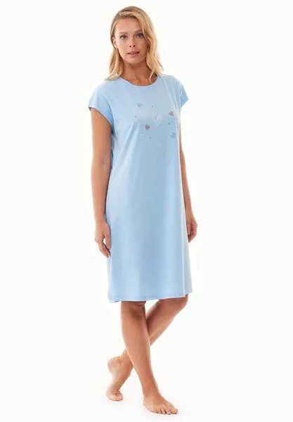 ORGANICATION ORGANICATION DANVEER | Nachthemd aus Bio-Baumwolle mit Print, Light blue, – Produktbild 1 von 4