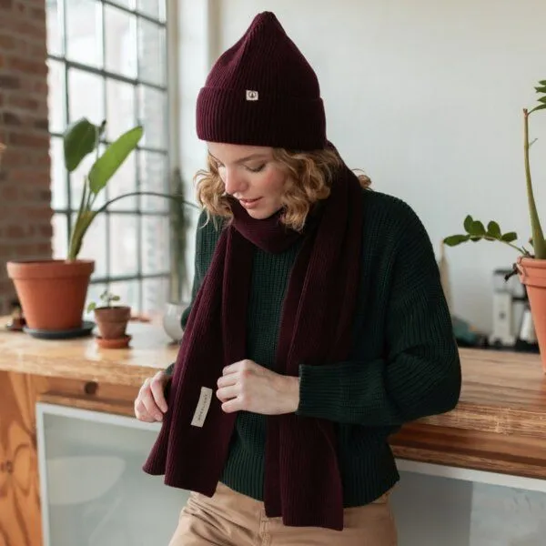 NORDLICHT NORDLICHT Wollschal Mira aus 100% recycelter Wolle, Rot, – Produktbild 1 von 4