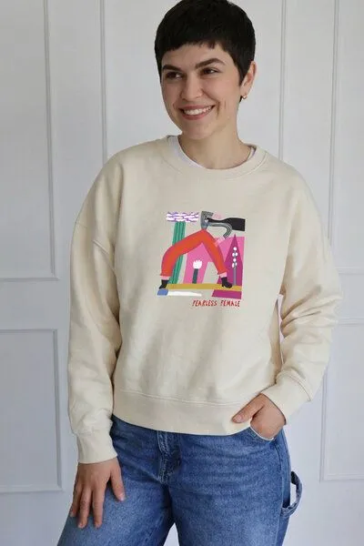 Kultgut Kultgut Artdesign - Goodness Pulloversweater im Boxistyle / Women's Empowerment, Natur, – Produktbild 3 von 4