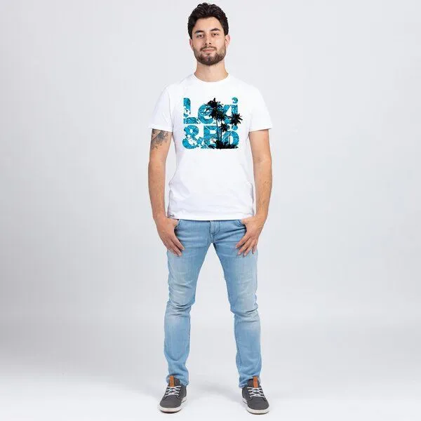 Lexi&Bö Lexi&Bö Black Palms Herren T-Shrit, Weiß, – Produktbild 2 von 4
