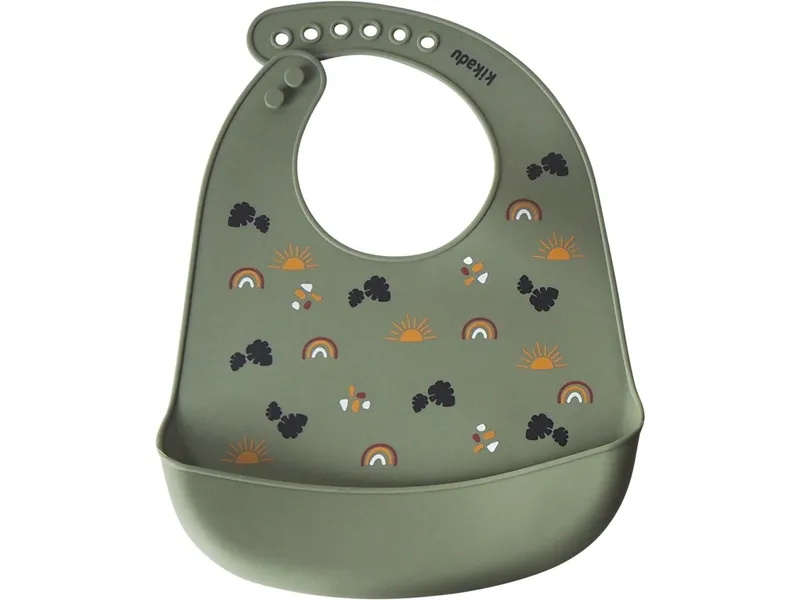 Kikadu Kikadu Silikon Lätzchen mit Auffangschale Löwe Maße 30,5 x 23 cm, Grün, – Produktbild 1 von 1
