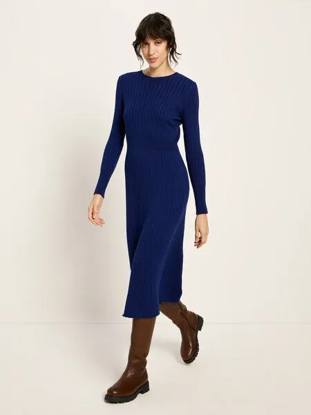 LANIUS LANIUS Langarm-Strickkleid, Purple blue, – Produktbild 3 von 4