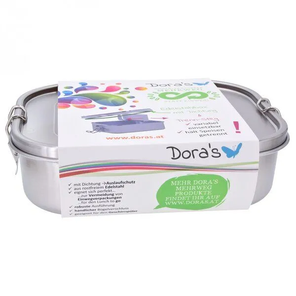 Dora's Dora's Dora’s XL Edelstahl-Lunchbox mit Trennsteg & Bügelverschluss (1,4l) – Auslaufsicher – Produktbild 2 von 3