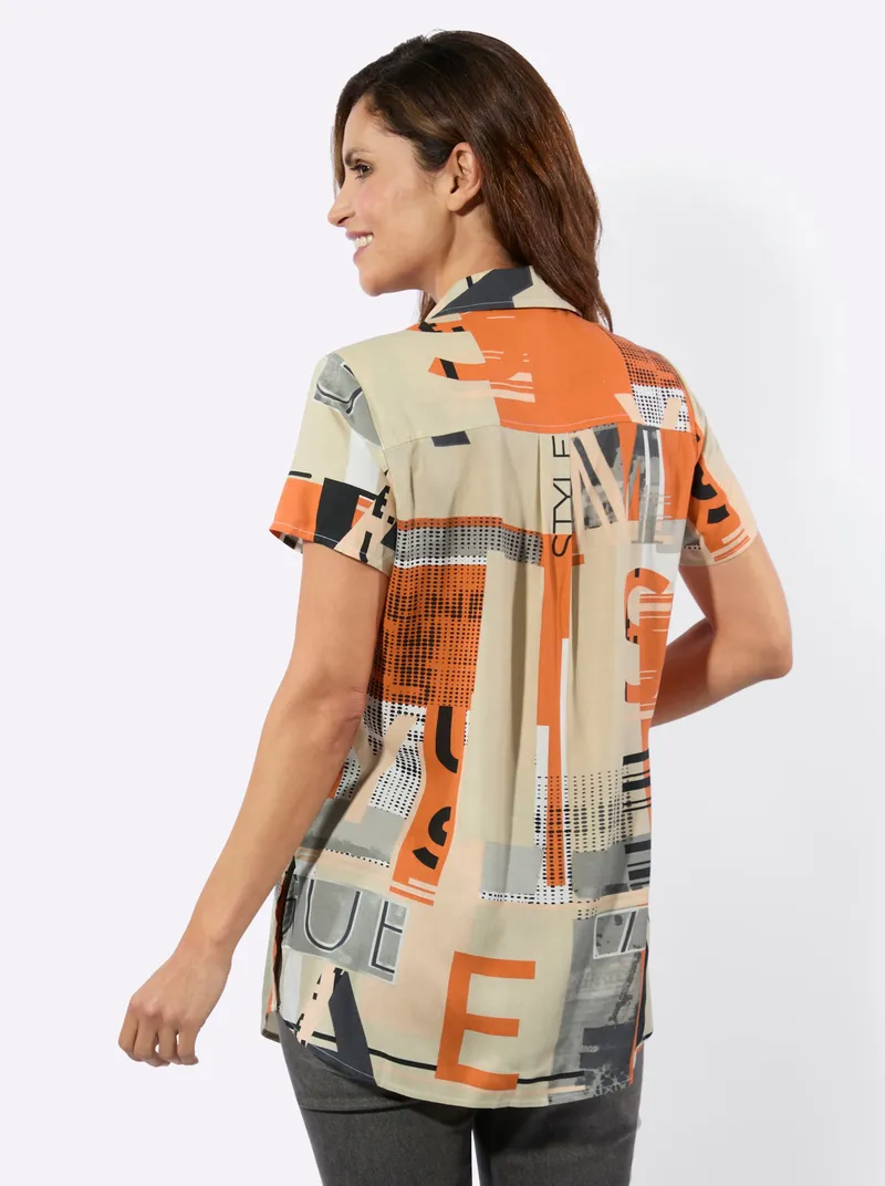 Witt Longbluse orange-sand-bedruckt, Orange-sand-bedruckt, – Produktbild 2 von 2