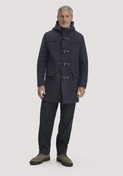 hessnatur hessnatur Rhön Dufflecoat Relaxed aus Rhönwolle und europäischer Schurwolle, Marine, – Produktbild 1 von 4