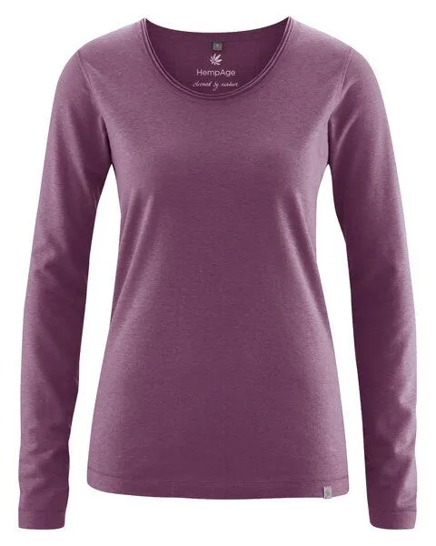HempAge HempAge Damen Langarm-Shirt Lene Hanf/Bio-Baumwolle, Purple, – Produktbild 1 von 3