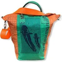 Beadbags Beadbags Großer Multifunktionsbehälter / Wäschesack recycelter Reissack in Large, Grün/orange, – Produktbild 1 von 1