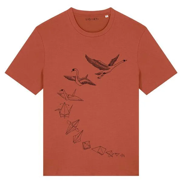 LIGARTI T-Shirt – Origami Schwan – LIGARTI Tiermanufaktur, Terracotta, – Produktbild 1 von 4