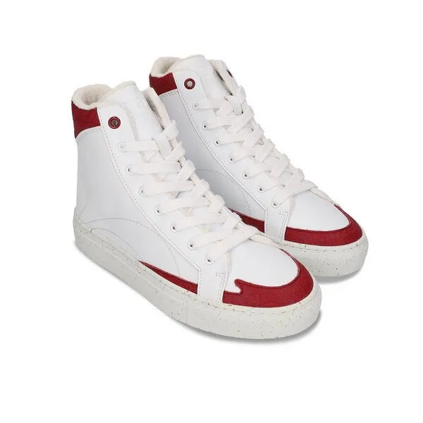 Nae Vegan Shoes Nae Vegan Shoes London High Top Sneaker aus AppleSkin und Piñatex, Red, – Produktbild 2 von 4