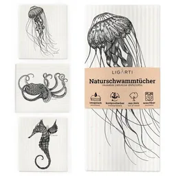 LIGARTI Schwammtücher 3er-Set »Unter Wasser« von LIGARTI | wiederverwendbar | kompostierbar | Naturschwammtücher – Produktbild 1 von 1