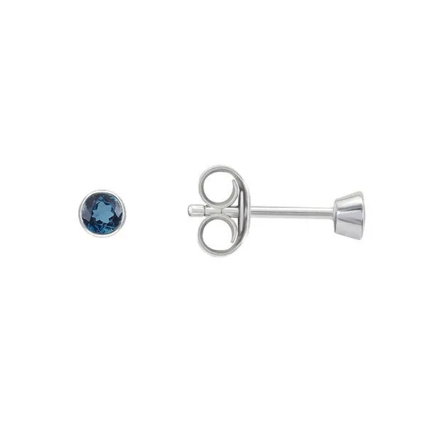 Eppi Eppi Minimalistische Ohrstecker mit Londoner Topasen in Bezelfassung Tofine, Weiss, – Produktbild 3 von 4