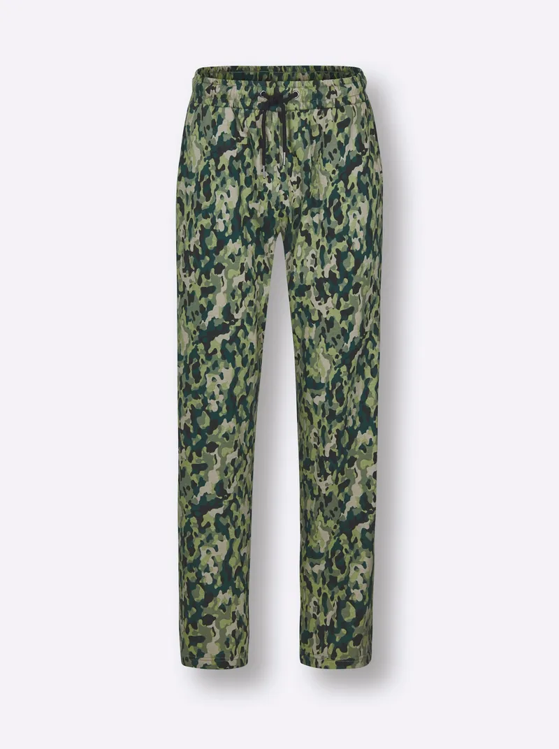 feel good Hose schwarz-khaki-bedruckt, Schwarz-khaki-bedruckt, – Produktbild 1 von 2