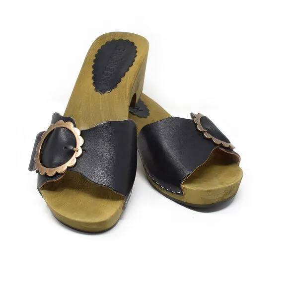 Grünbein Shoes Grünbein Shoes Holzclog-Pantolette Asta, Schwarz, – Produktbild 2 von 3
